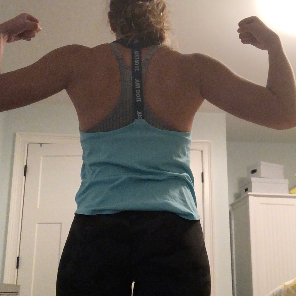 Blue nike logo workout tank